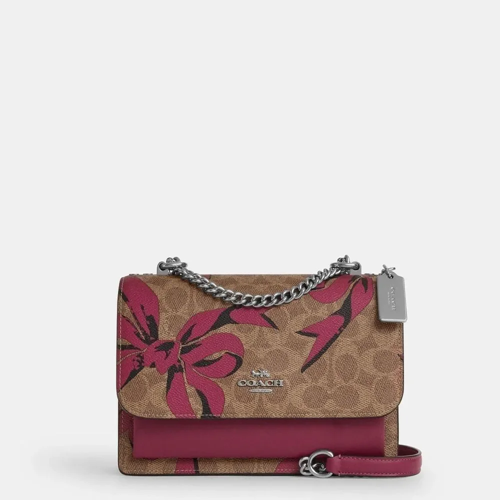 NWT Coach Klare Crossbody Bag In Signature Canvas & Leather With Bow Print CY649